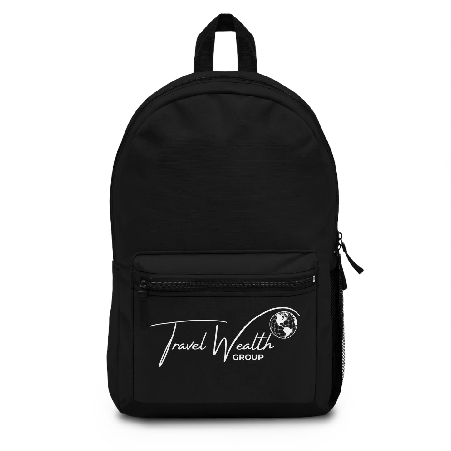 Travel Wealth Group Black Backpack - Stylish and Functional for Everyday Adventures