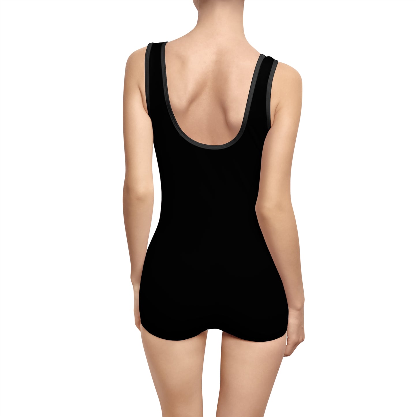Black Logo Women's Vintage Swimsuit (AOP)