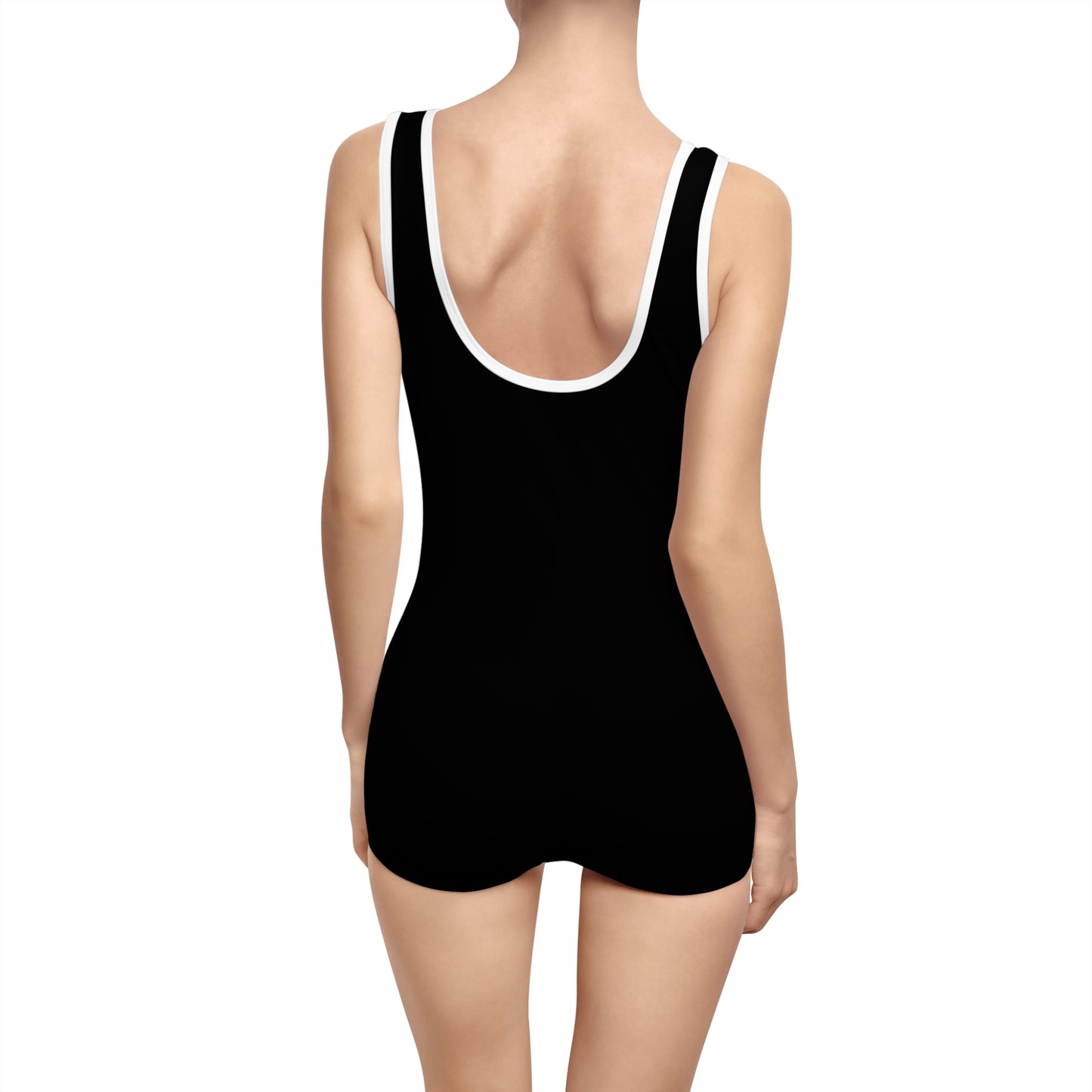 Black Logo Women's Vintage Swimsuit (AOP)
