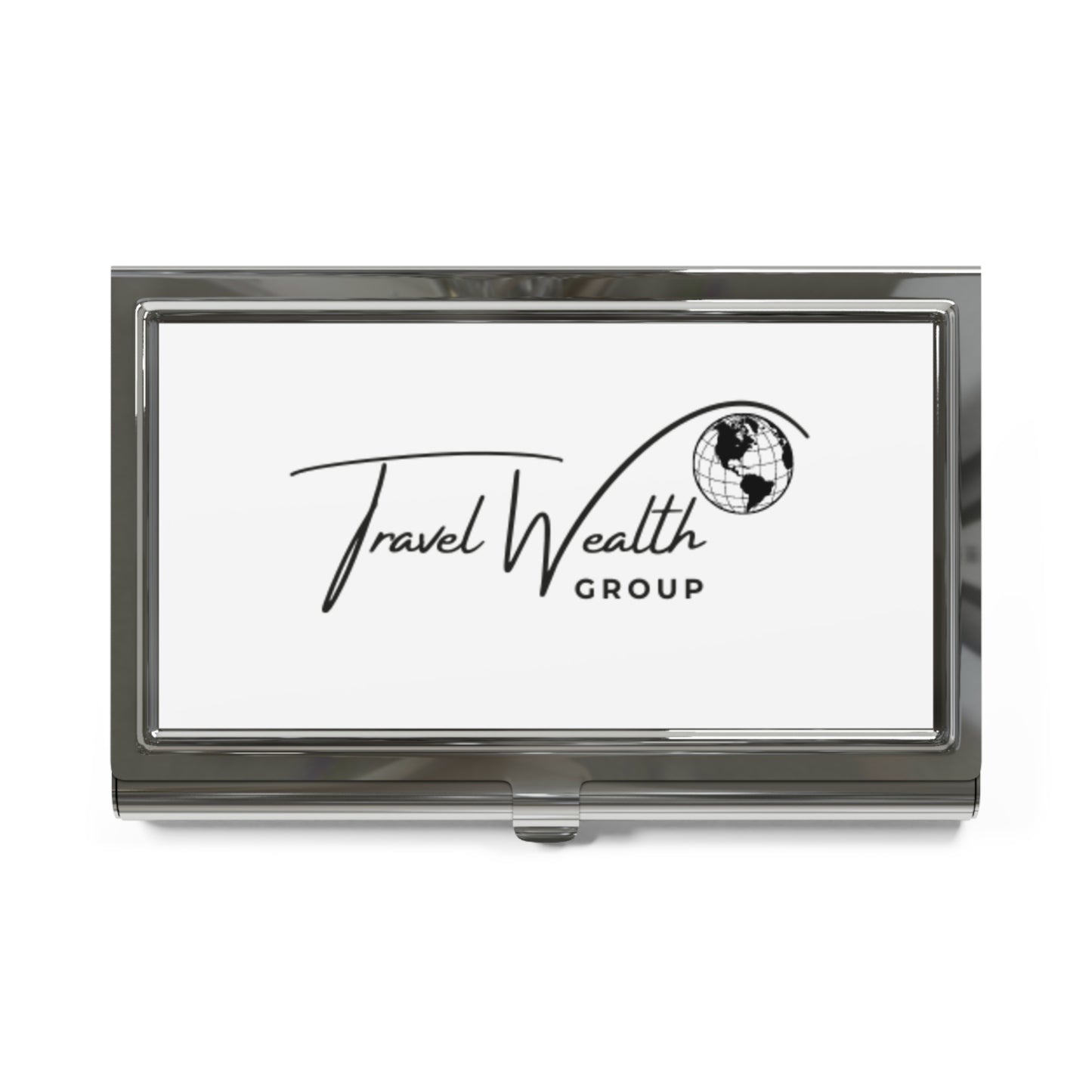 Travel Wealth Group Business Card Holder - Elegant Metallic Design for Professionals