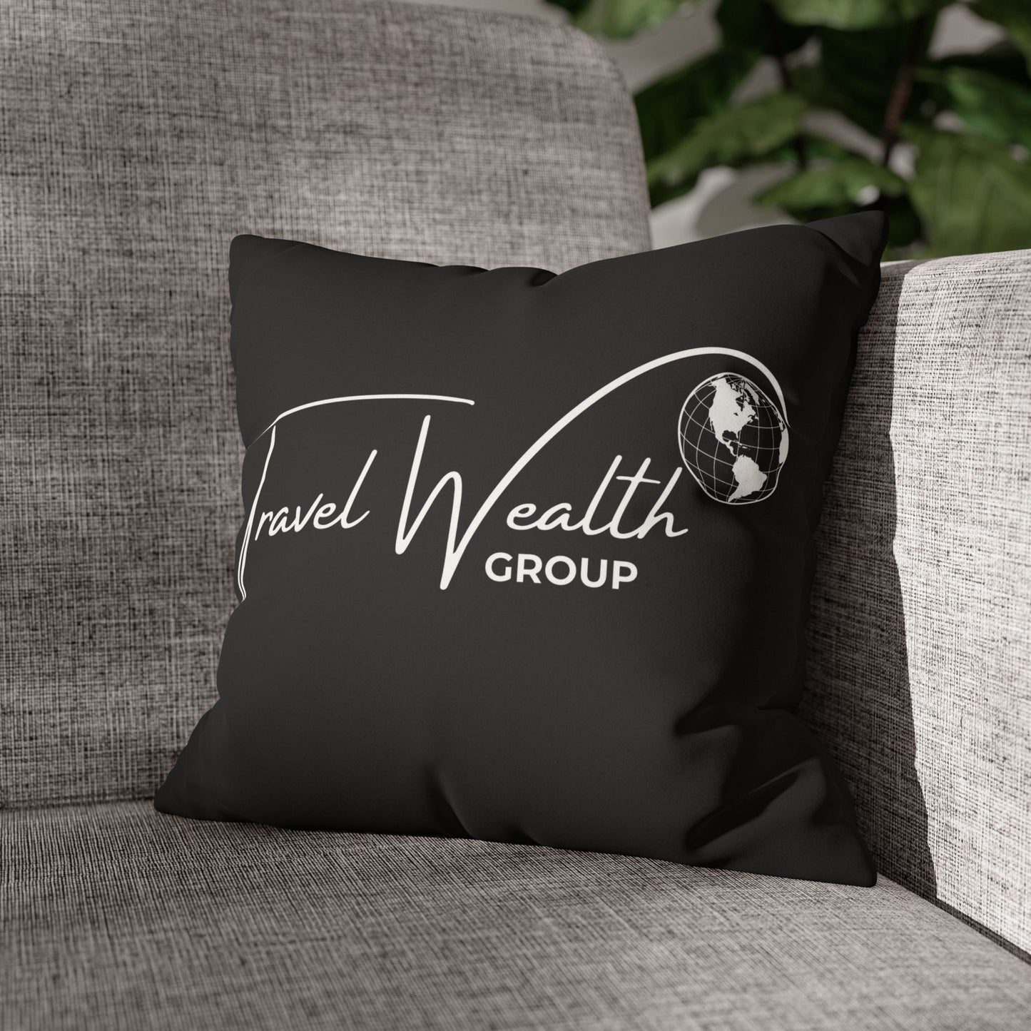 Logo Faux Suede Square Pillowcase