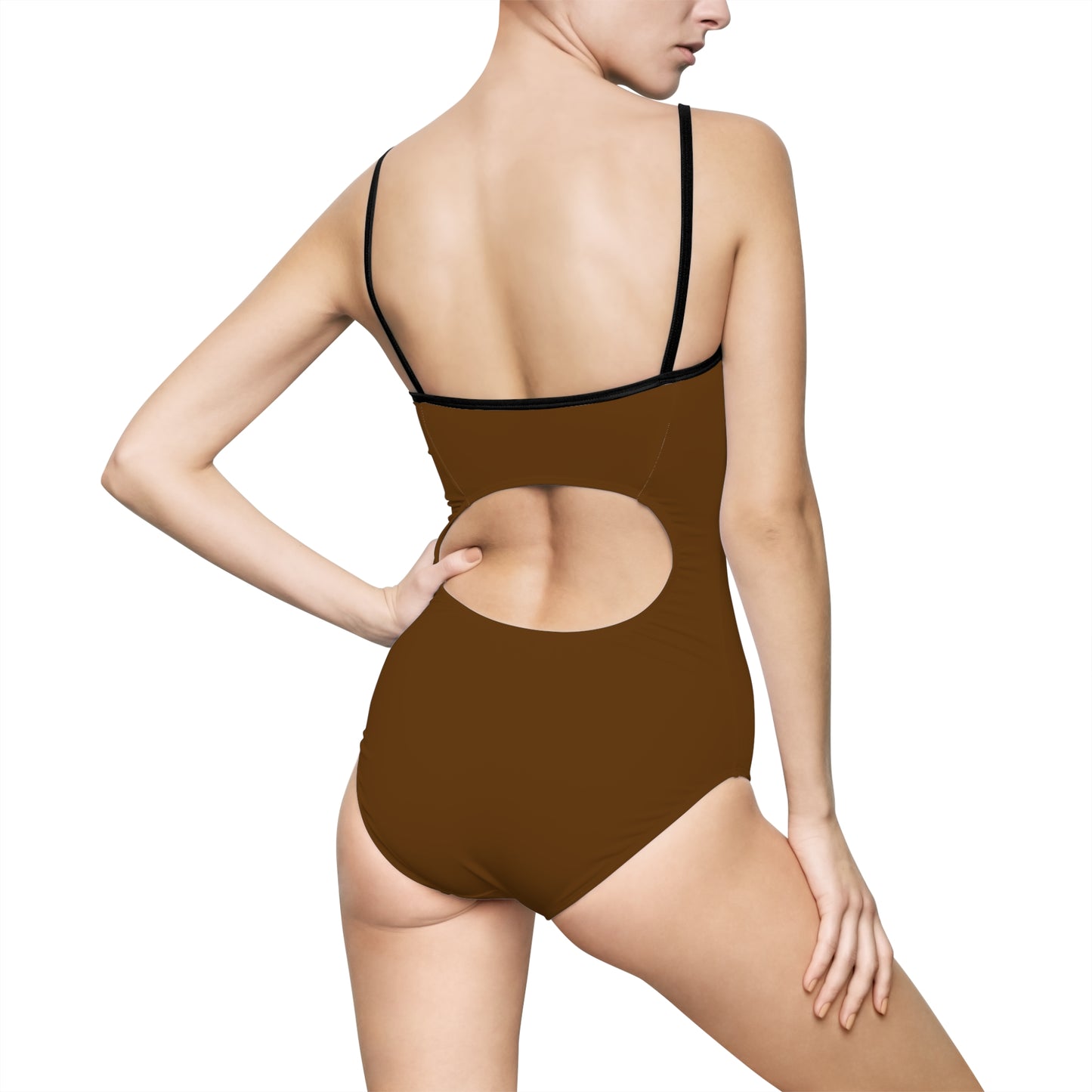 Logo Brown Women's One-piece Swimsuit (AOP)
