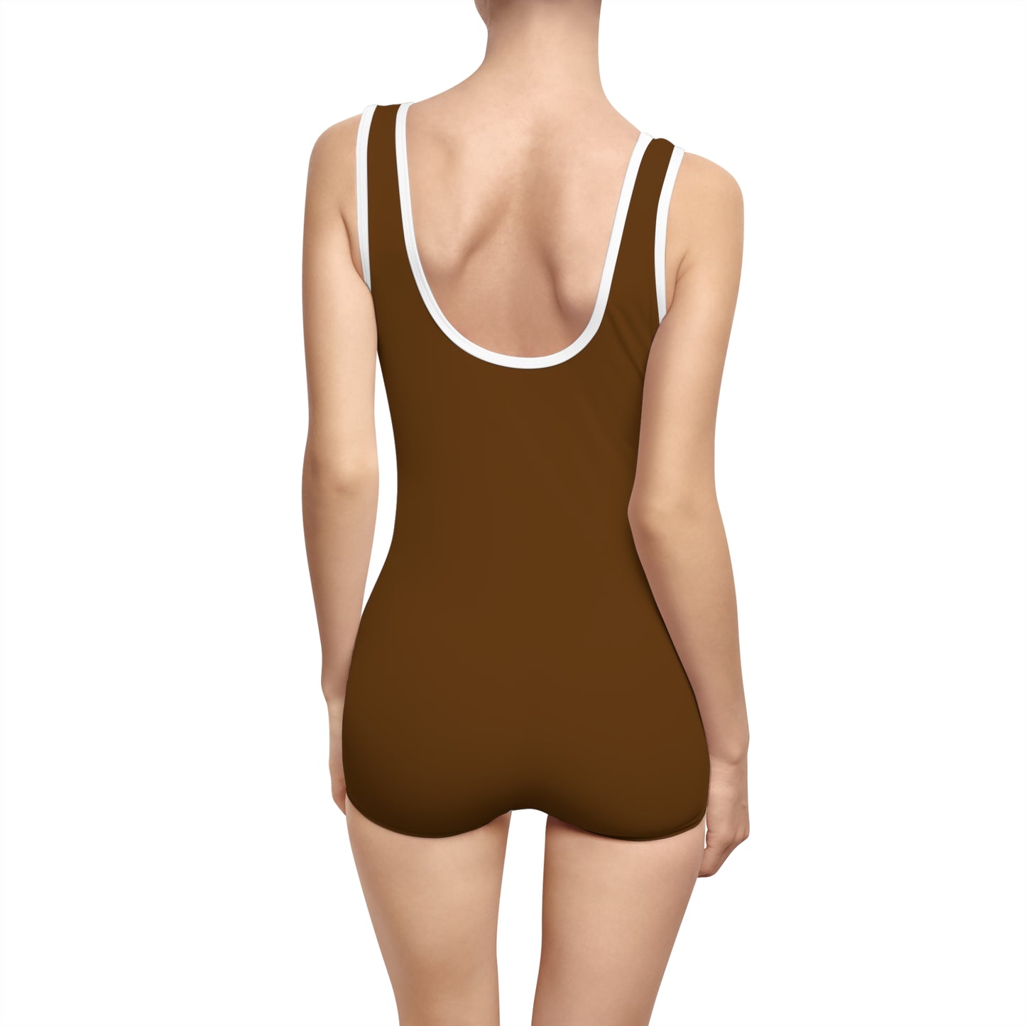 Brown Logo Women's Vintage Swimsuit (AOP)