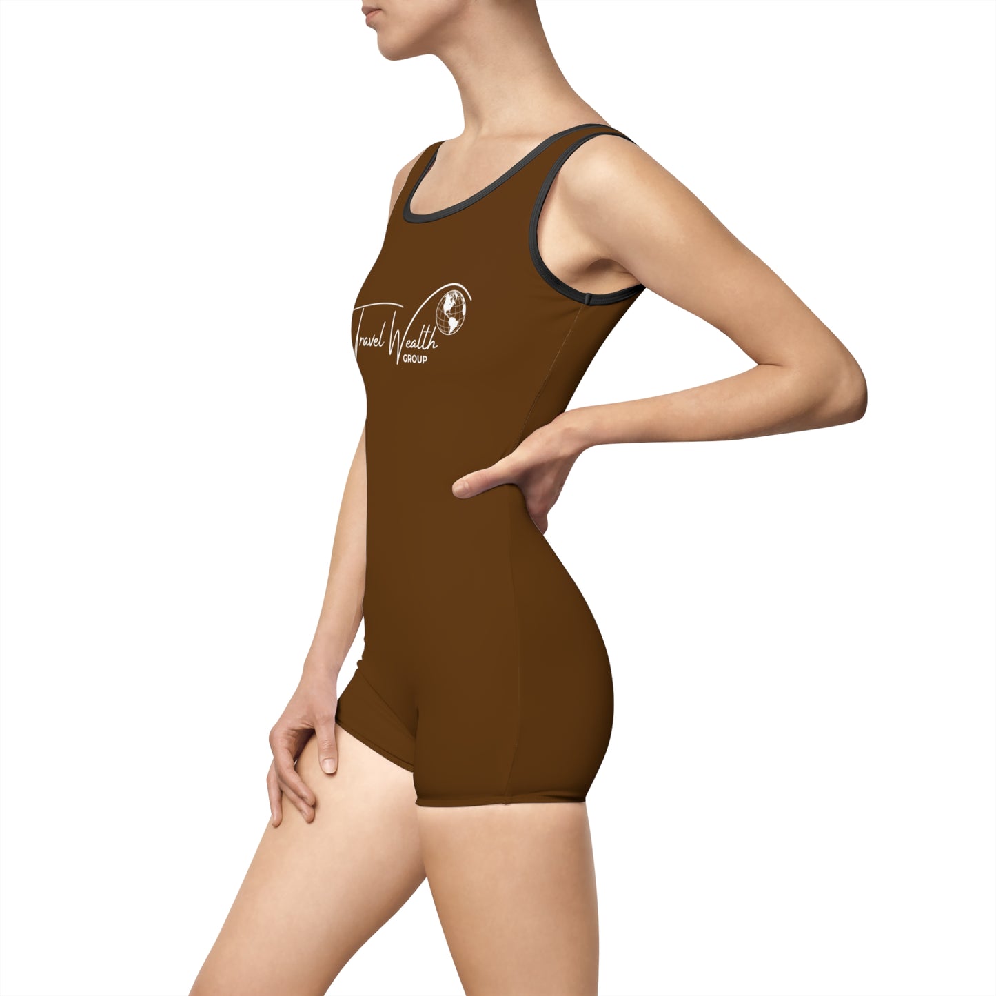 Brown Logo Women's Vintage Swimsuit (AOP)