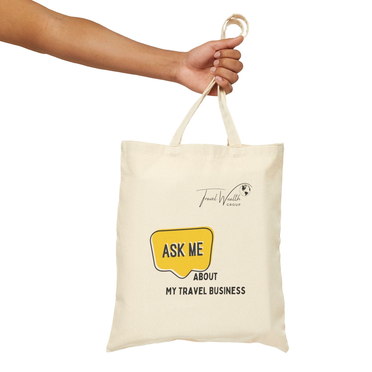 Ask Me About My Travel Business Cotton Canvas Tote Bag